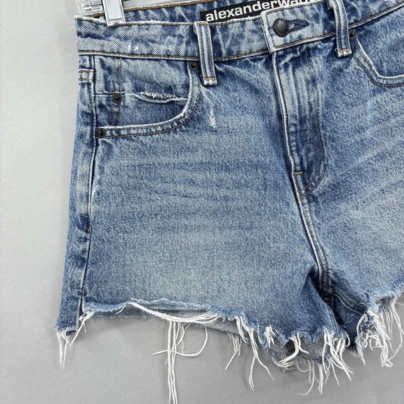 Alexander Wang Shorts Womens 25 High Rise Bite Denim Cutoff Raw Hem Made USA - Picture 3 of 16